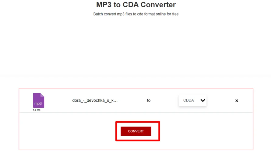 онлайн-сервис для конвертации файлов MP3 в CDA бесплатно