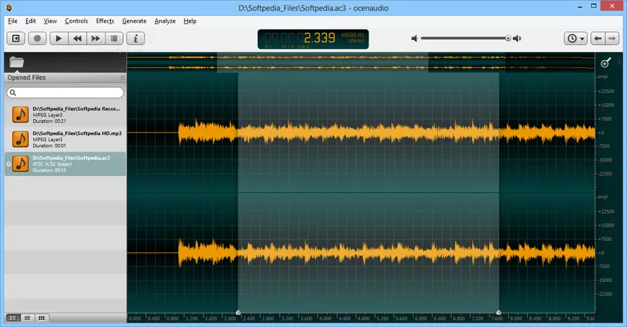 Интерфейс Ocenaudio