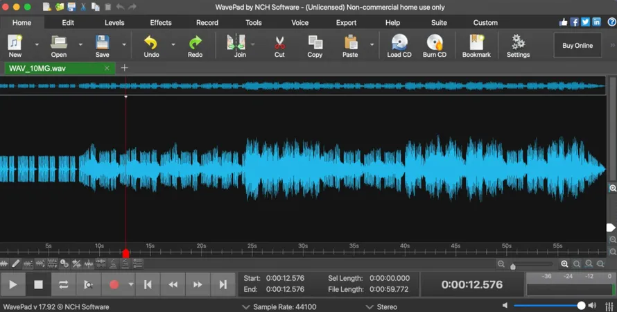 Интерфейс программы WavePad