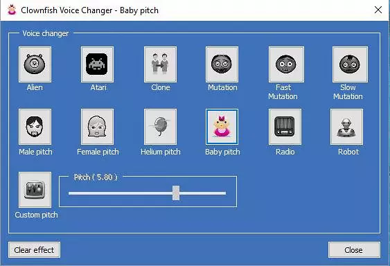 Скриншот программы изменяющей голос ClownFish