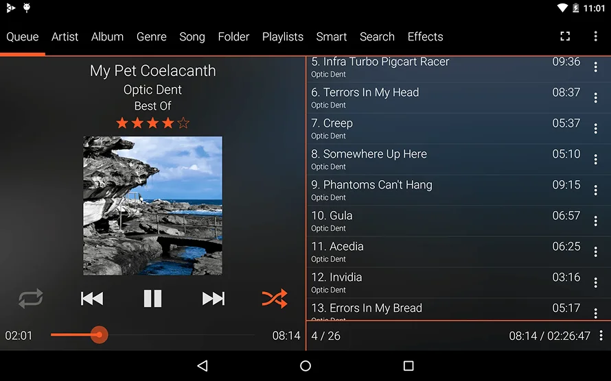 Системный аудиоплеер Android
