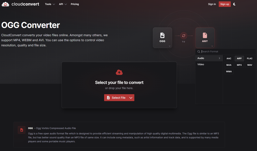 Интерфейс CloudConvert