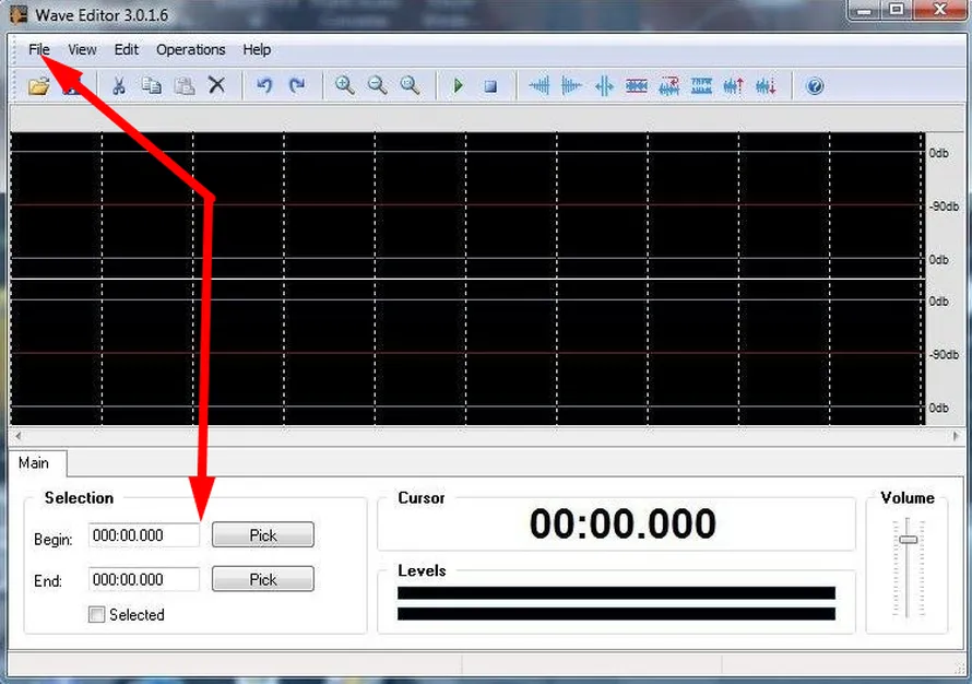 интерфейс программы Wave Editor