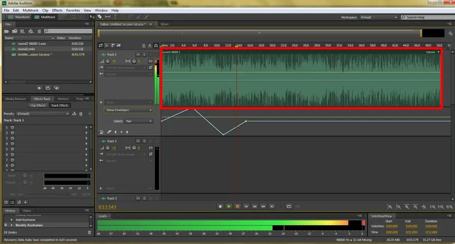 интерфейс программы Adobe Audition