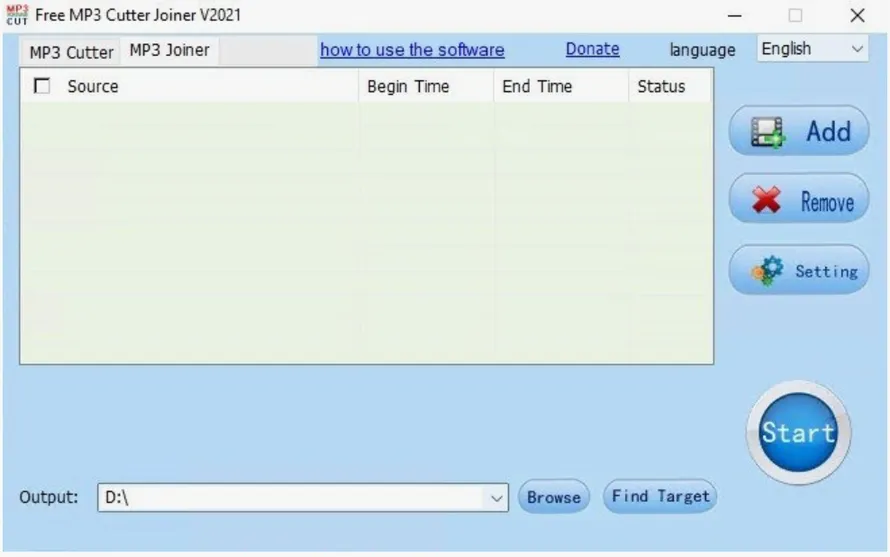 интерфейс Free MP3 Cutter Joiner