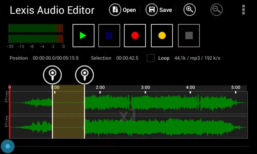 интерфейс Lexis Audio Editor