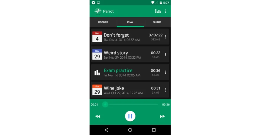 Приложение Parrot Voice Recorder