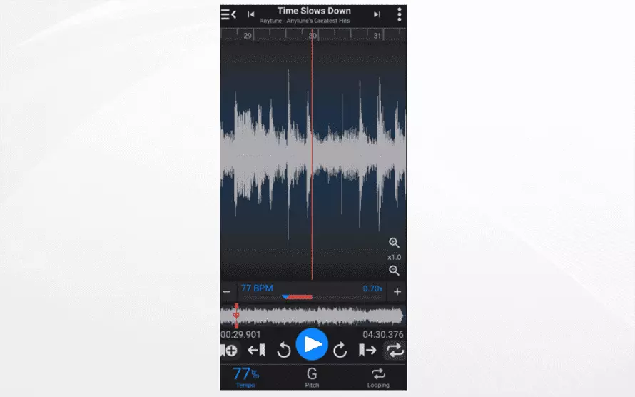 Изменение темпа музыки в мобильном приложении AnyTune