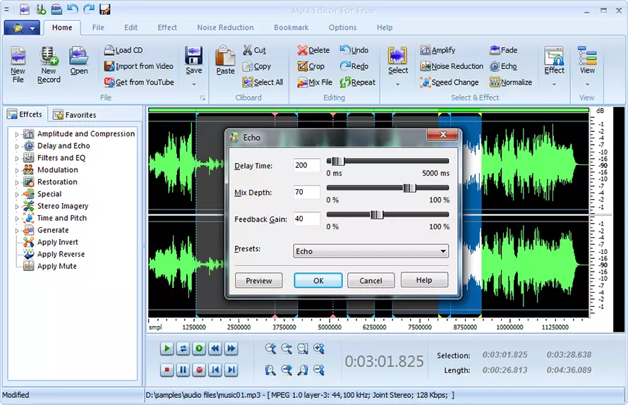Скриншот редактора MP3 Editor for Free