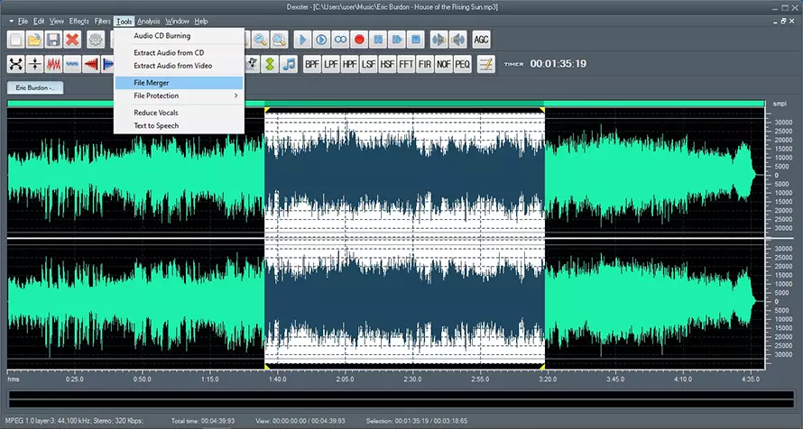 Скриншот редактора Dexster Audio Editor