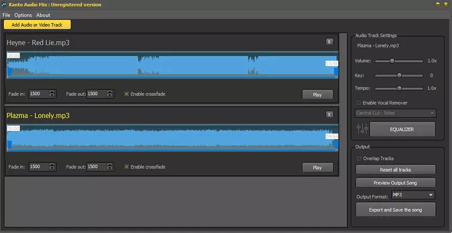 Скриншот окна программы Kanto Audio Mix