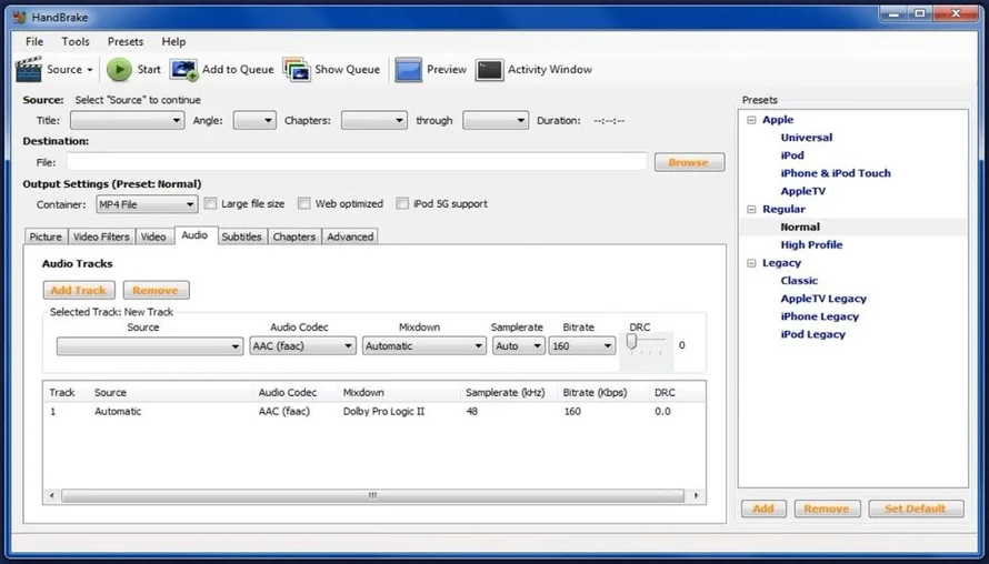 Интерфейс Handbrake