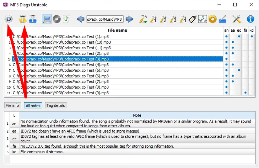 изменение треков